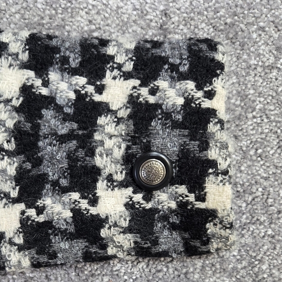 Vintage Talbots Cream Black Wool Blend Houndstooth Collarless Blazer Preppy - Picture 10 of 11